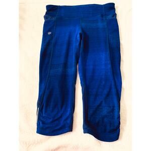 ATHLETA REFLECTOR CAPRI LEGGINGS, WOMENS, S, MIDNIGHT BLUE